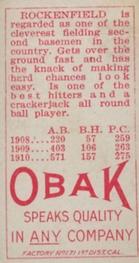 1909-11 Obak (T212) #NNO Ike Rockenfield Back