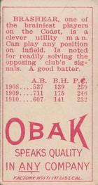 1909-11 Obak (T212) #NNO Kitty Brashear Back