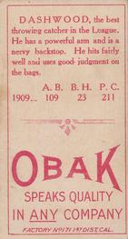 1909-11 Obak (T212) #NNO Walter Dashwood Back