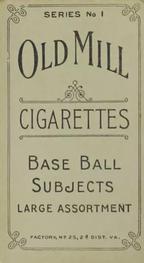 1910 Old Mill Cigarettes T210 #NNO Elmer Bensen Back