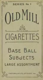 1910 Old Mill Cigarettes T210 #NNO Frank Morse Back