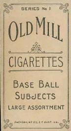 1910 Old Mill Cigarettes T210 #NNO Hugh Sweeney Back