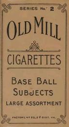 1910 Old Mill Cigarettes T210 #NNO August Schrader Back