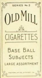 1910 Old Mill Cigarettes T210 #NNO Elmer Coyle Back