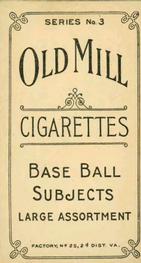 1910 Old Mill Cigarettes T210 #NNO Johnny Johnston Back