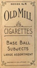 1910 Old Mill Cigarettes T210 #NNO James O'Connor Back