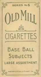 1910 Old Mill Cigarettes T210 #NNO Frank Brannon Back