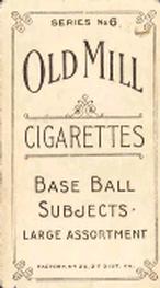1910 Old Mill Cigarettes T210 #NNO Patrick Bohannon Back
