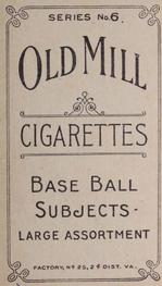 1910 Old Mill Cigarettes T210 #NNO J. Hicks Back