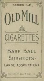 1910 Old Mill Cigarettes T210 #NNO Frank Eddington Back