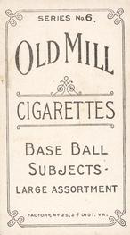 1910 Old Mill Cigarettes T210 #NNO Charlie Mullen Back