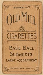 1910 Old Mill Cigarettes T210 #NNO Frederick Stoehr Back