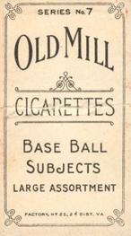 1910 Old Mill Cigarettes T210 #NNO Daniel Hart Back