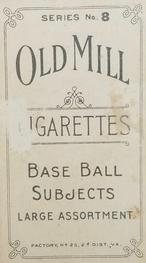 1910 Old Mill Cigarettes T210 #NNO Eddie Hohnhorst Back