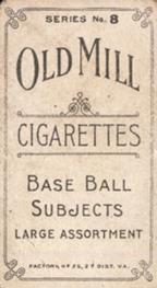 1910 Old Mill Cigarettes T210 #NNO Roy Moran Back
