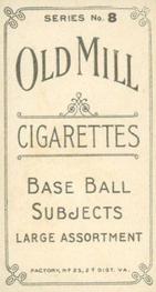 1910 Old Mill Cigarettes T210 #NNO Joe Collins Back