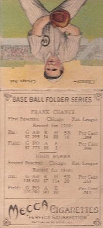 1911 Mecca Double Folders T201 #NNO Johnny Evers / Frank Chance Back
