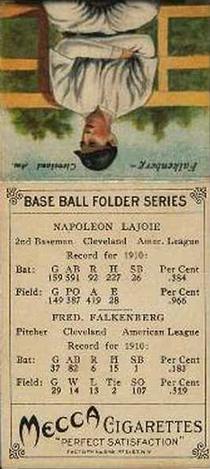 1911 Mecca Double Folders T201 #NNO Nap Lajoie / Cy Falkenberg Back