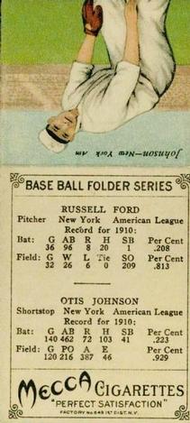 1911 Mecca Double Folders T201 #NNO Russ Ford / Otis Johnson Back