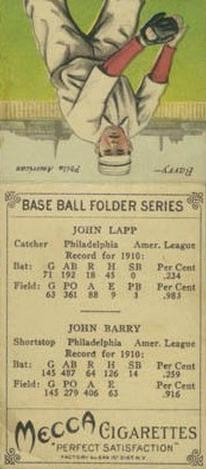 1911 Mecca Double Folders T201 #NNO Jack Lapp / Jack Barry Back