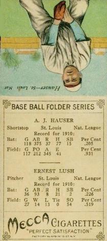 1911 Mecca Double Folders T201 #NNO Johnny Lush / Arnold Hauser Back