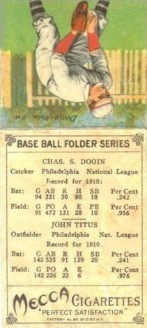 1911 Mecca Double Folders T201 #NNO John Titus / Red Dooin Back