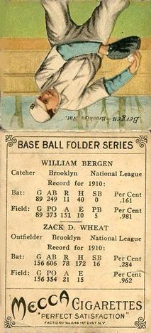 1911 Mecca Double Folders T201 #NNO Zack Wheat / Bill Bergen Back
