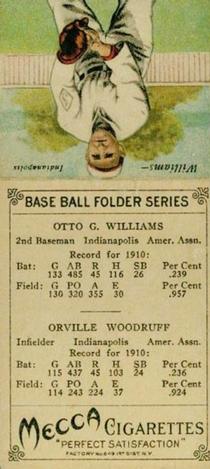 1911 Mecca Double Folders T201 #NNO Sam Woodruff / Otto Williams Back