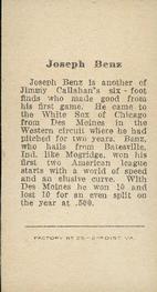 1912 American Tobacco Company Brown Background (T207) #NNO Joseph Benz Back