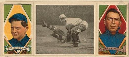 1912 Hassan Triple Folders T202 #NNO Close at the Plate (Ed Walsh/ Fred Payne) Front