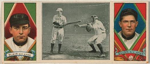 1912 Hassan Triple Folders T202 #NNO Ambrose McConnell at Bat (Walter Blair / Jack Quinn) Front