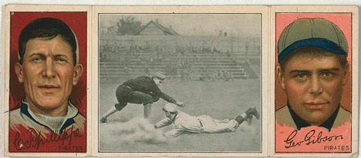 1912 Hassan Triple Folders T202 #NNO Chase Dives into Third (Deacon Phillippe / George Gibson) Front