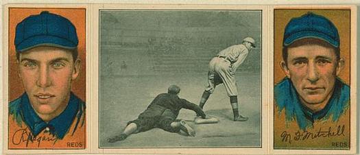1912 Hassan Triple Folders T202 #NNO Chase Gets Ball Too Late (Dick Egan / Mike Mitchell) Front
