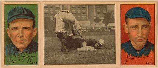 1912 Hassan Triple Folders T202 #NNO Hal Chase Too Late (Larry McLean / George Suggs) Front