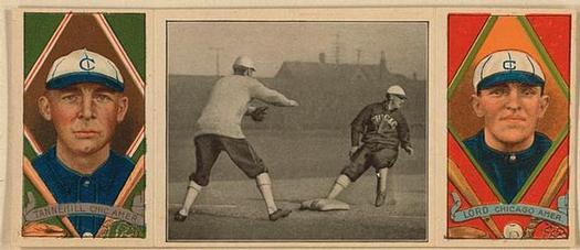 1912 Hassan Triple Folders T202 #NNO Held at Third (Harry Lord / Lee Tannehill) Front
