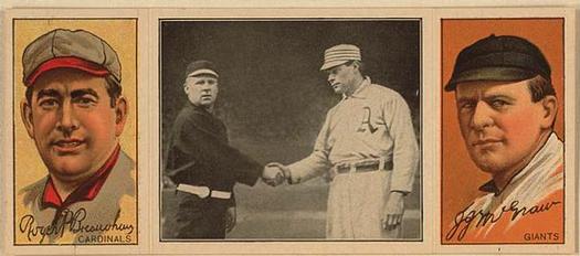 1912 Hassan Triple Folders T202 #NNO Just Before the Battle (Roger Bresnahan / John McGraw) Front