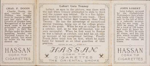 1912 Hassan Triple Folders T202 #NNO Lobert Gets Tenney (Red Dooin / Hans Lobert) Back