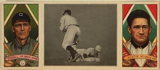 1912 Hassan Triple Folders T202 #NNO Stahl Safe (Jimmy Austin / George Stovall) Front
