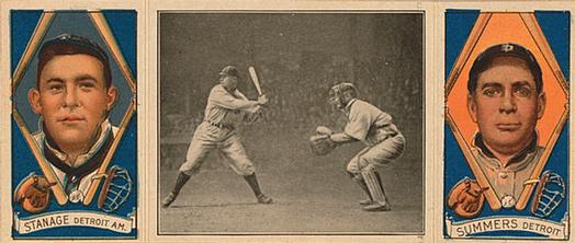 1912 Hassan Triple Folders T202 #NNO Crawford About to Smash One (Oscar Stanage / Ed Summers) Front