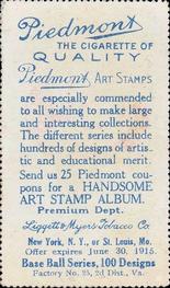1914 Piedmont Art Stamps T330-2 #NNO Cy Barger Back