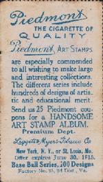 1914 Piedmont Art Stamps T330-2 #NNO Hal Chase Back