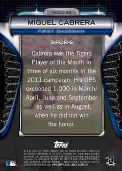 2012 Topps - Golden Moments Die Cuts Chrome #GMDC-83 Miguel Cabrera Back