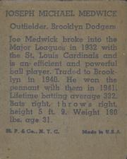 1943 M.P. & Co. (R302-1) #NNO Joe Medwick Back