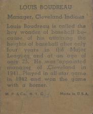 1943 M.P. & Co. (R302-1) #NNO Lou Boudreau Back