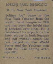 1943 M.P. & Co. (R302-1) #NNO Joe DiMaggio Back