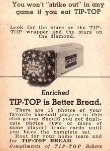 1947 Tip Top (D323) #NNO Ralph Branca Back