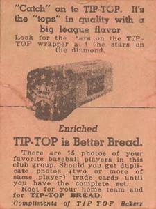 1947 Tip Top (D323) #NNO Robert Blattner Back