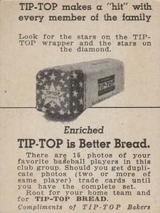 1947 Tip Top (D323) #NNO Sid Gordon Back