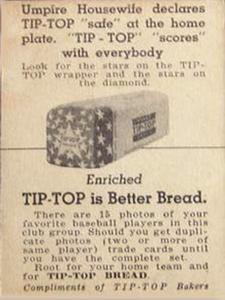 1947 Tip Top (D323) #NNO Bill Voiselle Back