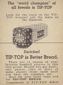 1947 Tip Top (D323) #NNO Ernie Bonham Back